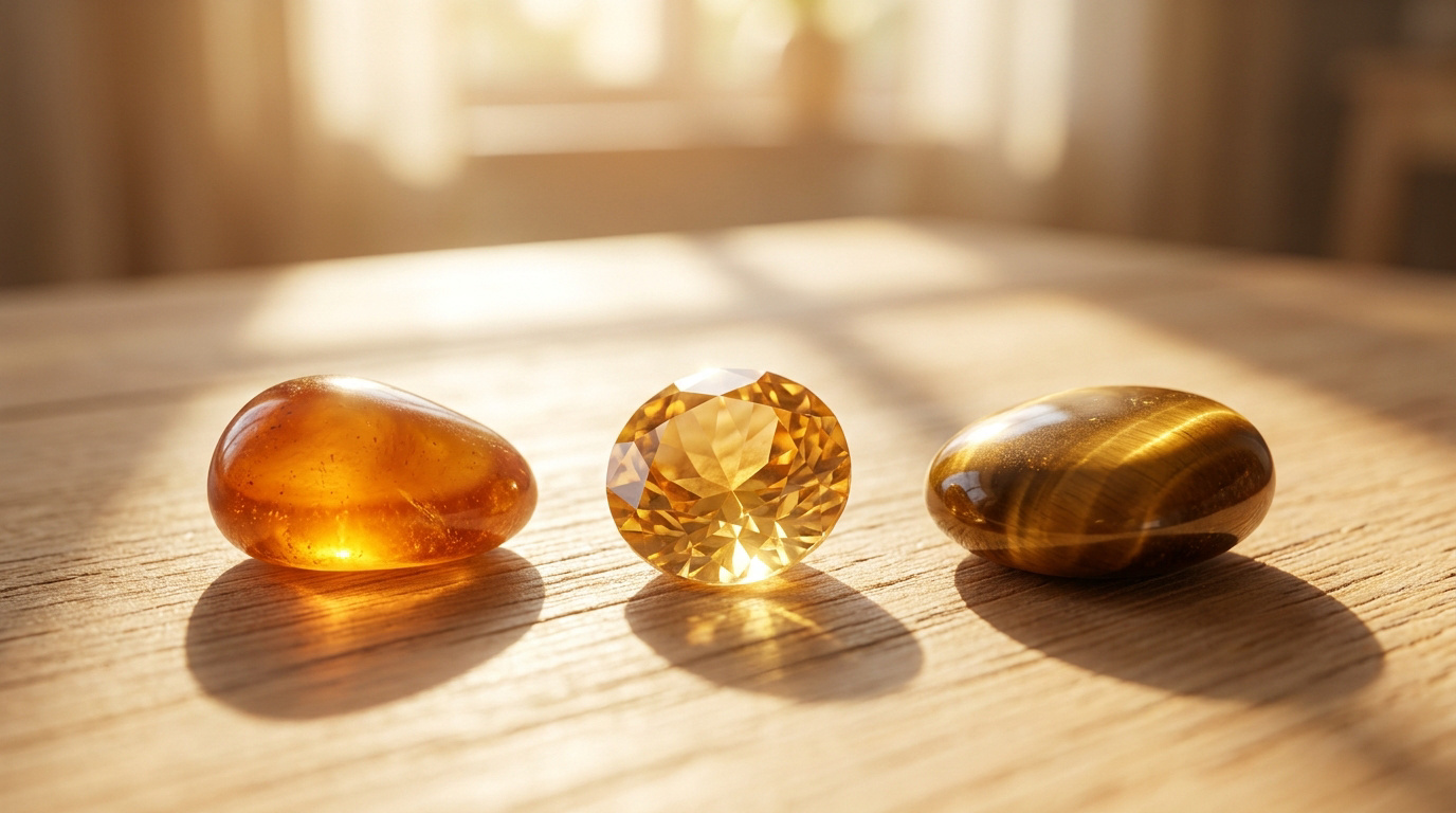 Les pierres solaires : ambre, citrine, œil-de-tigre